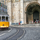 Tram 12 in front of Se Cathedral